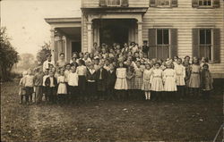 School Children pose in front of house Circa 1909, N.Y. Postcard
