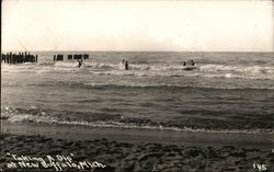 "Taking A Dip" at New Buffalo, Mich Michigan Postcard Postcard Postcard