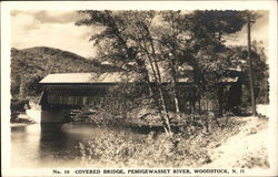 Covered Bridge, Pemigewasset River Woodstock, NH Postcard Postcard Postcard