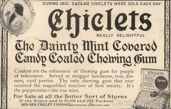 Rare - Early Chiclets Advertising New York