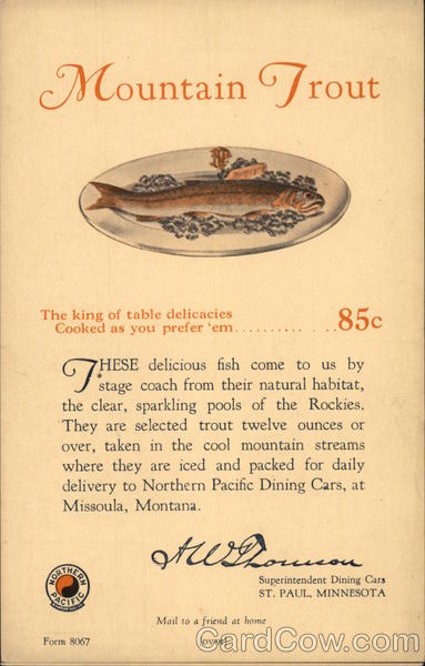 Northern Pacific - Dining Car St. Paul Minnesota Advertising