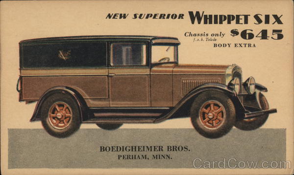 Beodigheimer Brothers New Superior Whippet Six Perham Minnesota