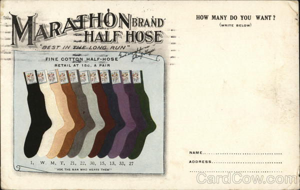 Marathon Brand Half Hose Socks New York Advertising