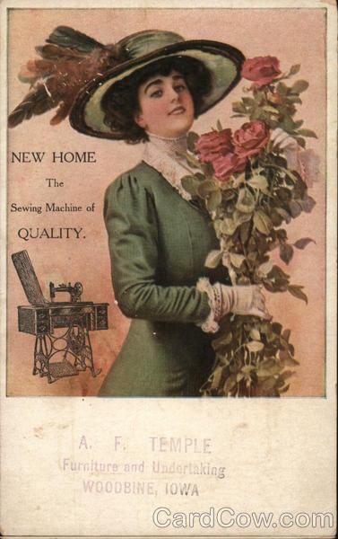 A.F. Temple Furniture and Untertaking - New Home sewing machine Woodbine Iowa