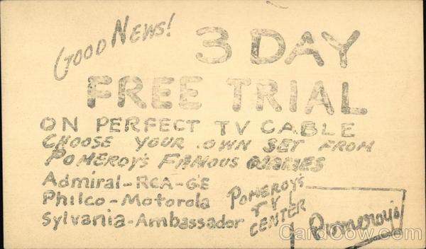 Pomeroy's TV Center - 3 Day Free Trial on TV Cable Harrisburg Pennsylvania