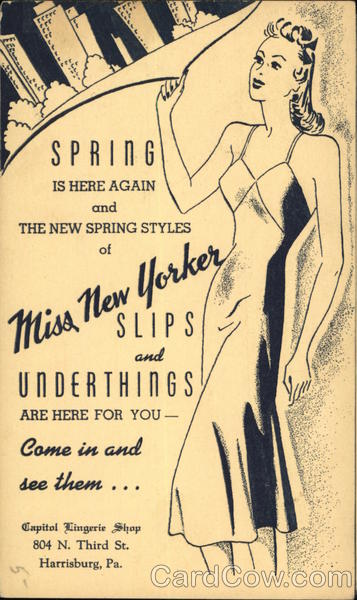 Miss New Yorker Slips and Underthings, Capitol Lingerie Shop Harrisburg Pennsylvania