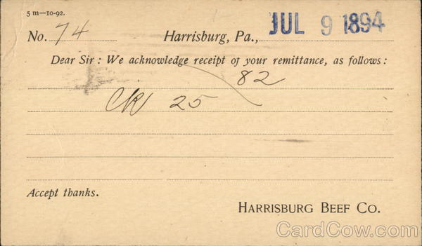 Harrisburg Beef Co. Pennsylvania Advertising