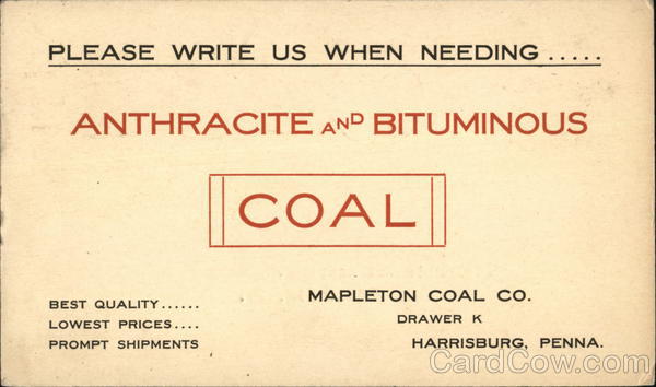 Mapleton Coal Company Harrisburg Pennsylvania Advertising
