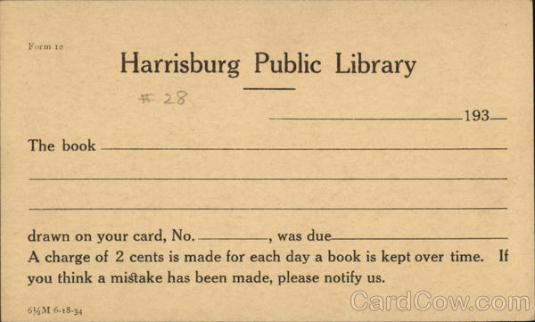 Harrisburg Public Library Pennsylvania Advertising