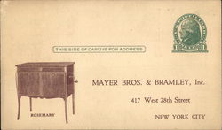 Mayer Bros. & Bramely, Inc. Phonographs New York, NY Advertising Postcard Postcard Postcard