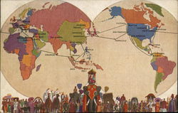 President liners - San Francisco Dollar steamship lines / World Map California Advertising Postcard Postcard Postcard