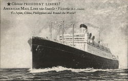 President Liners American Mail Line Seattle, WA Boats, Ships Postcard Postcard Postcard