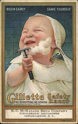 Gillette Safety Razor, E.C. McKallor Drug Company Binghamton, NY Advertising Postcard Postcard Postcard