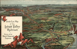 Birds Eye Map of the Lehigh Valley Railroad Postcard