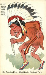 Great Northern Railway - Chief Bites Off His Nose Postcard