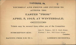 Easter Prom April 5, 1915 at Winterdale Harrisburg, PA Postcard Postcard