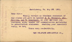 The Delaware Mercantile Co. Postcard