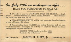 James H. Lutz, Jr. Postcard