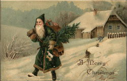 Santa in Green Robe Postcard