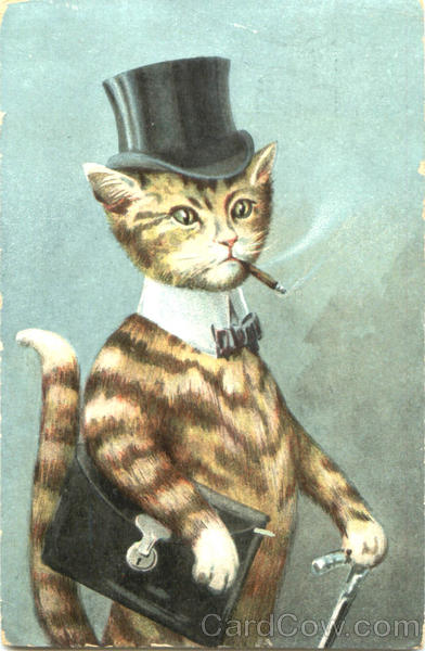 Cigar Smoking Cat Dressed Animals