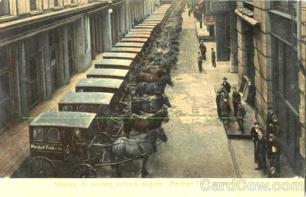 Loading Delivery Wagons Chicago Illinois