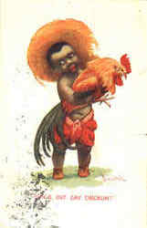 Who's Dat Say Chickun? Black Americana Postcard Postcard