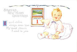 Sincere New Year Greetings Postcard