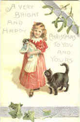 A Very Bright And Happy Christmas To You And Yours Cats Postcard Postcard