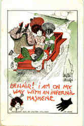 On my way with an infernil mashene Postcard