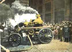 Fire Engine At Work Postcard