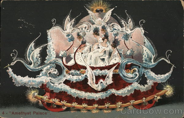 Women In White With White Birds on Parade Float Kansas City Missouri