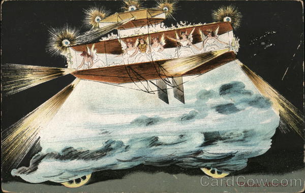 Five Women With Wings Atop a Huge Float With Beams Of Light Emanating Kansas City Missouri