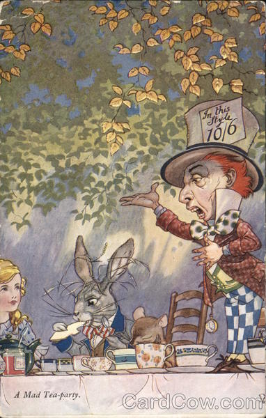 A mad tea party - Alice in Wonderland print with the Mad Hatter and White Rabbit