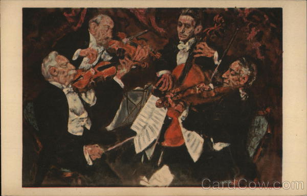 Four Men Playing Classical Stringed Instruments Art