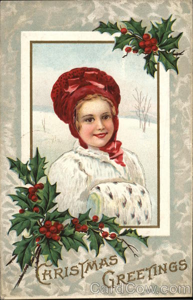 A Christmas Greeting - Girl with hat Children