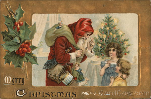 Christmas cards funny santa printable claus xmas postcard silly quotes 1914 greetings merry postcards creepy inspirational phone telephone jesus looking Merry Christmas Santa Claus Postcard