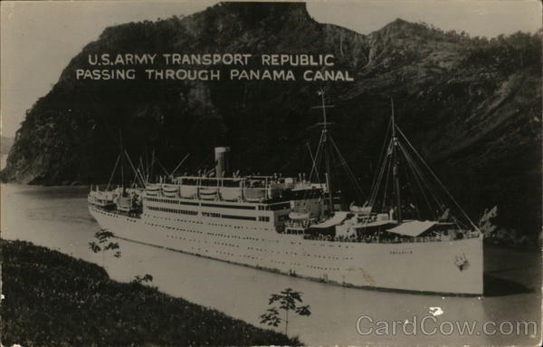 US Army transport republic passing through Panama Canal