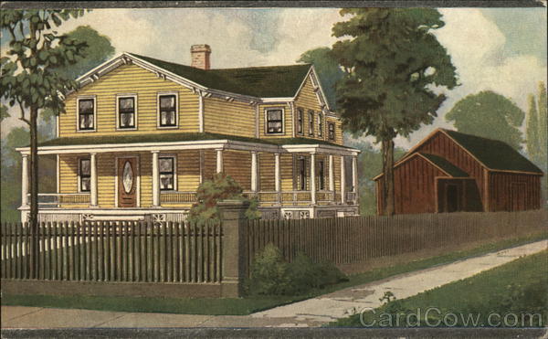 Sherwin-Williams Yellow Two-Story Home with White Trim and Picket Fence