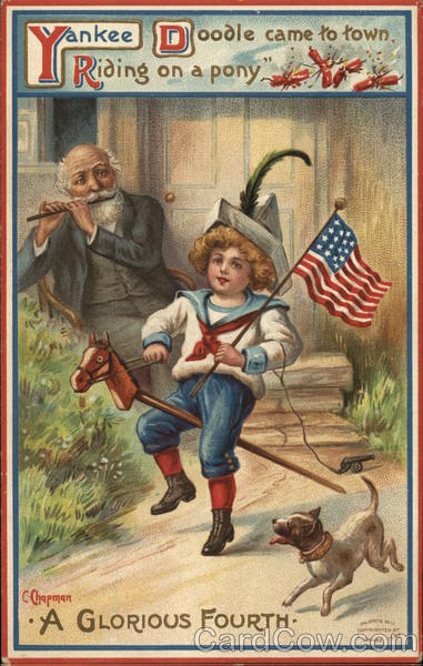 Yankee Doodle came to town riding on a pony - a glorious fourht - boy playing patriotically