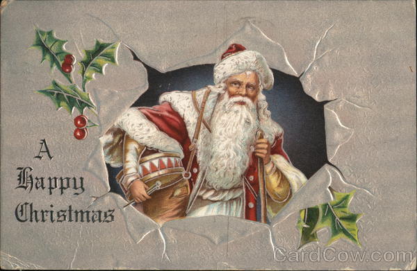 A Happy Christmas - Santa carrying bundles Santa Claus