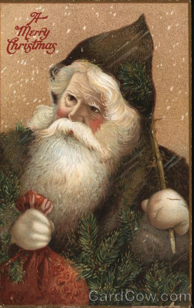 A Merry Christmas - Santa holding a sack Santa Claus