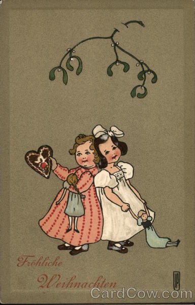 Frohliche Weihnachten! - girls with dolls back to back