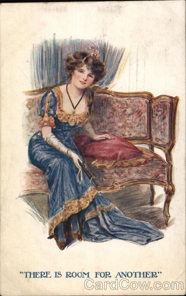 There is room for another - elegant woman sitting on a couch