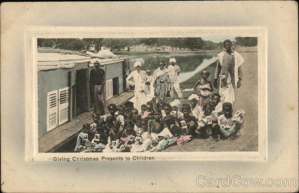 Giving Christmas presents to children