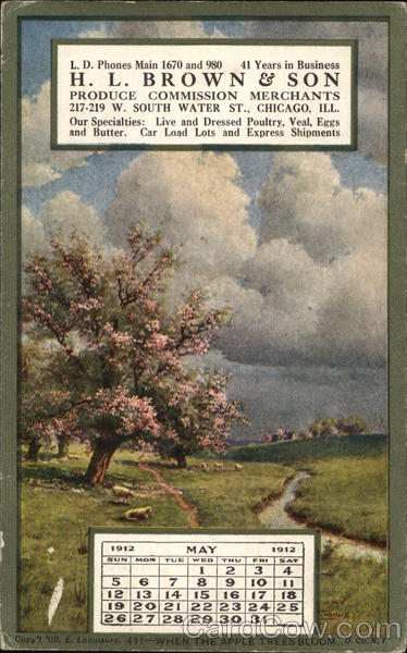 H. L. Brown & Son - Calendar May 1912 Advertising