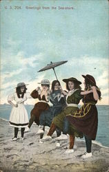 Women at the beach - Greetings from the seashore Postcard