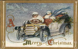 A Merry Christmas - woman driving a roadster A Merry Christmas - woman driving a roadster