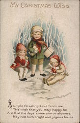 My Christmas Wish - children in the snow Postcard Postcard Postcard