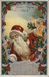 Merry Christmas - Santa holding toys Postcard