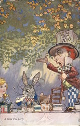 A mad tea party - Alice in Wonderland print with the Mad Hatter and White Rabbit Authors & Writers Postcard Postcard